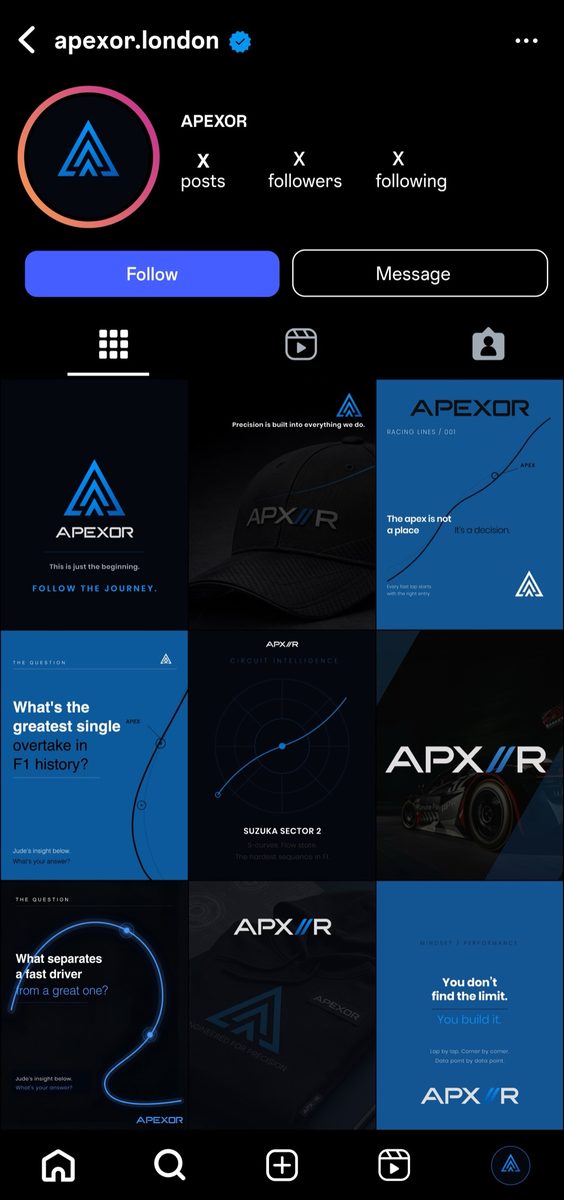 Apexor Instagram grid · Alkeme Design