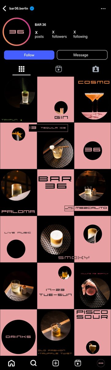 BAR 36 Instagram grid · Alkeme Design