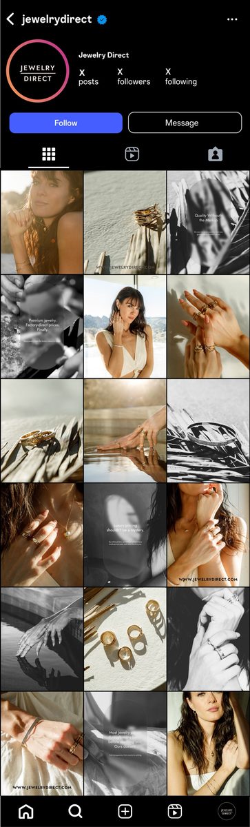 Jewelry Direct Instagram grid · Alkeme Design