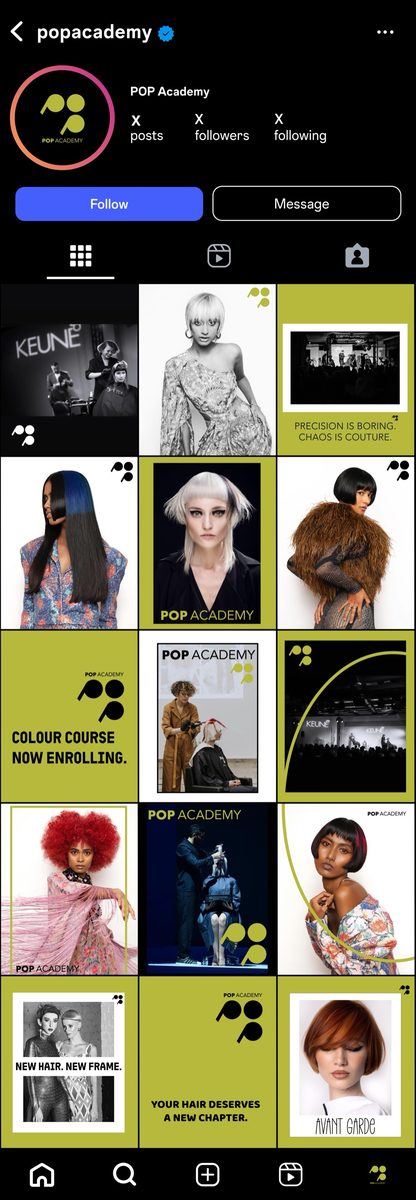 Pop Academy Instagram grid · Alkeme Design