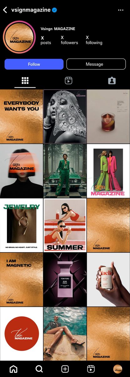 VSIGN Magazine Instagram grid · Alkeme Design